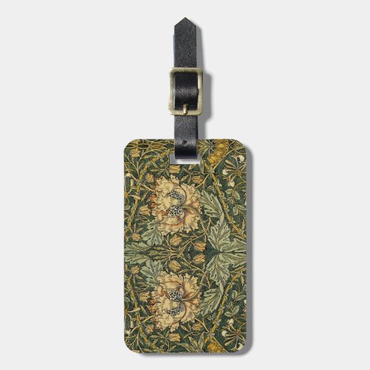 William Morris Honeysuckle Green Floral Bagagelabel (Voorkant verticaal)