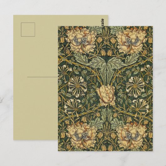 William Morris Honeysuckle Green Floral Briefkaart (Voorkant / Achterkant)