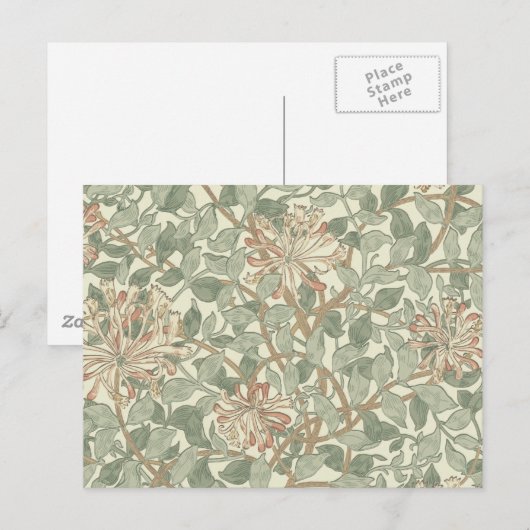 William Morris Honeysuckle Green Floral Briefkaart (Voorkant / Achterkant)