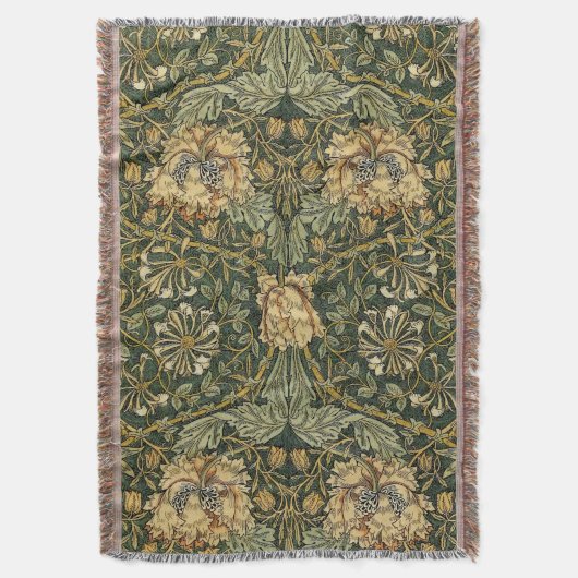 William Morris Honeysuckle Green Floral Deken (Voorkant Verticaal)