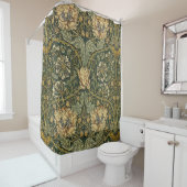 William Morris Honeysuckle Green Floral Douchegordijn (In situ)