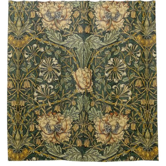 William Morris Honeysuckle Green Floral Douchegordijn (Voorkant)