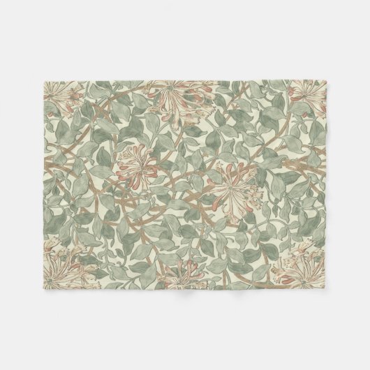 William Morris Honeysuckle Green Floral Fleece Deken (Voorkant (Horizontaal))
