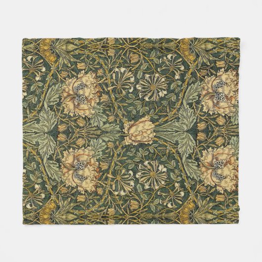 William Morris Honeysuckle Green Floral Fleece Deken (Voorkant (Horizontaal))