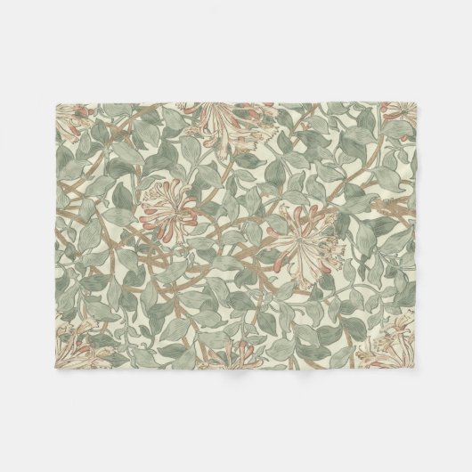 William Morris Honeysuckle Green Floral Fleece Deken (Voorkant (Horizontaal))