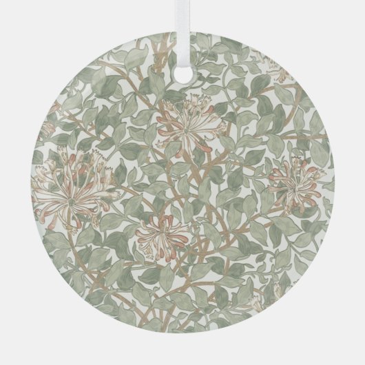 William Morris Honeysuckle Green Floral Glas Ornament (Voorkant)
