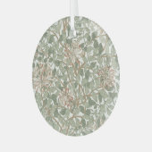 William Morris Honeysuckle Green Floral Glas Ornament (Voorkant links)