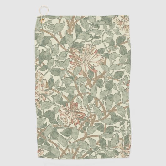 William Morris Honeysuckle Green Floral Golfhanddoek (Voorkant)