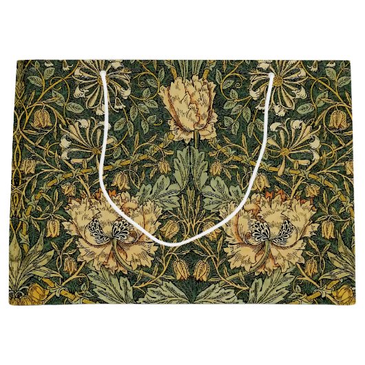 William Morris Honeysuckle Green Floral Groot Cadeauzakje (Voorkant)