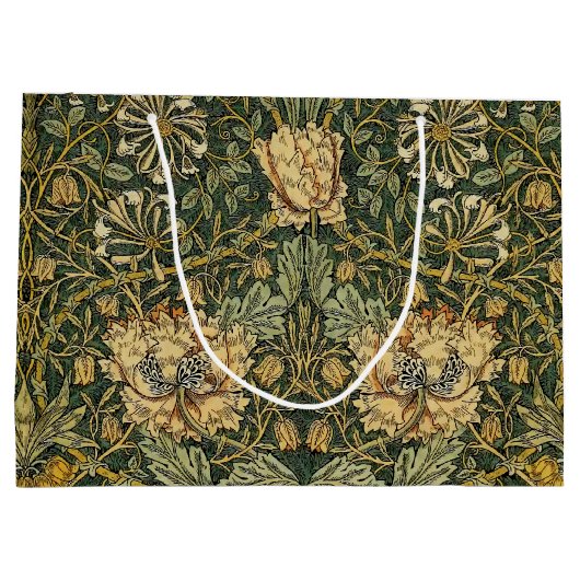 William Morris Honeysuckle Green Floral Groot Cadeauzakje (Achterkant)