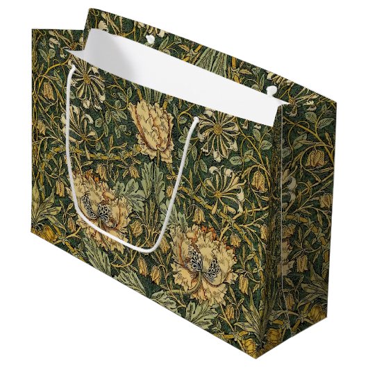 William Morris Honeysuckle Green Floral Groot Cadeauzakje (Voorkant Gekanteld)