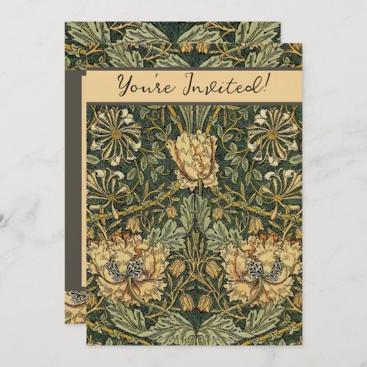 William Morris Honeysuckle Green Floral Kaart (Voorkant / Achterkant)