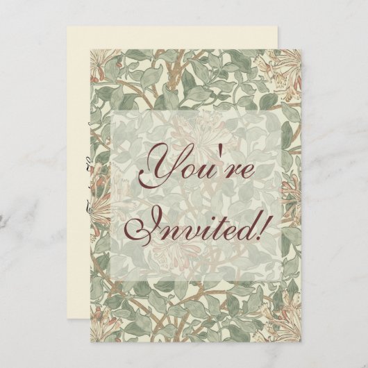 William Morris Honeysuckle Green Floral Kaart (Voorkant / Achterkant)