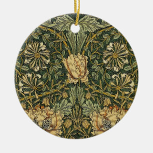 William Morris Honeysuckle Green Floral Keramisch Ornament