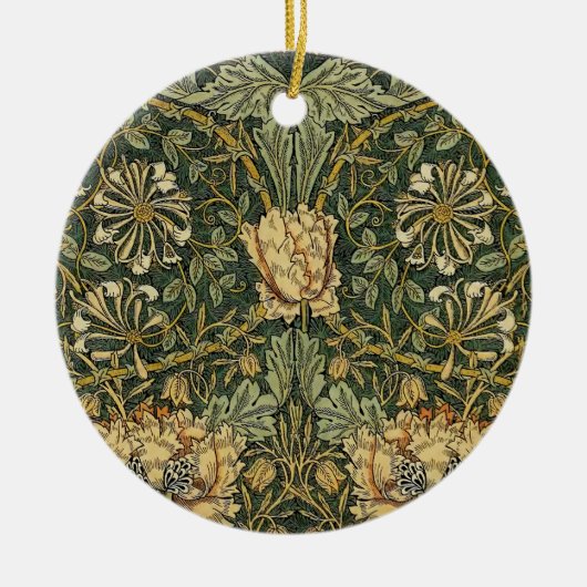 William Morris Honeysuckle Green Floral Keramisch Ornament (Voorkant)