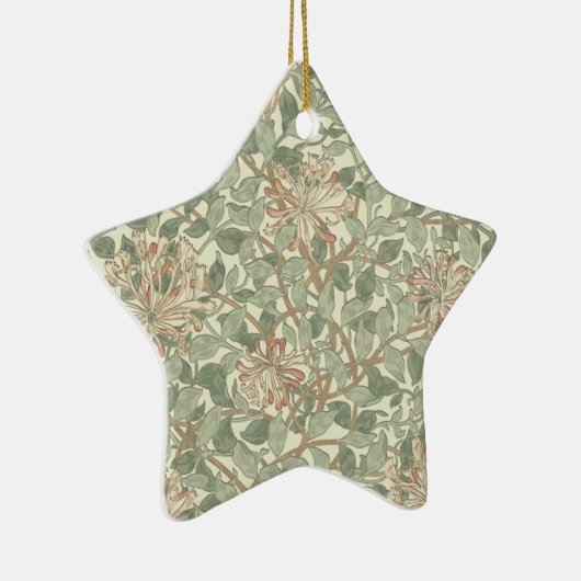 William Morris Honeysuckle Green Floral Keramisch Ornament (Rechts)