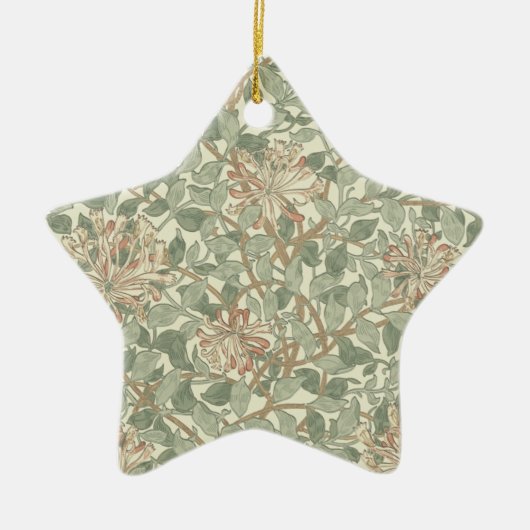 William Morris Honeysuckle Green Floral Keramisch Ornament (Voorkant)