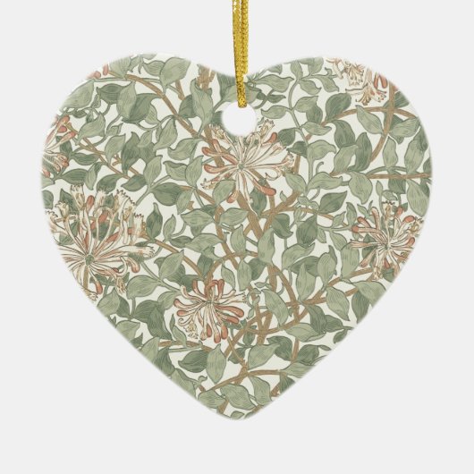 William Morris Honeysuckle Green Floral Keramisch Ornament (Voorkant)