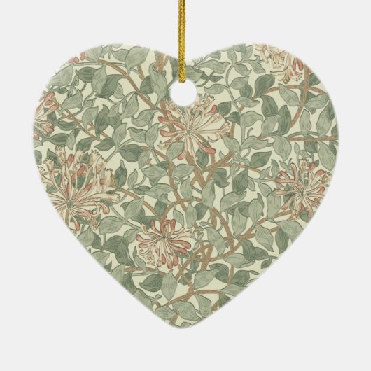 William Morris Honeysuckle Green Floral Keramisch Ornament (Achterkant)