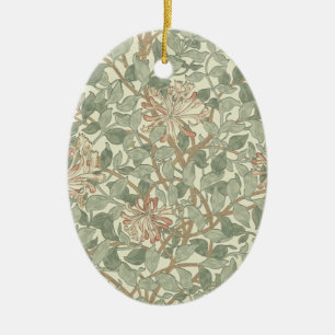 William Morris Honeysuckle Green Floral Keramisch Ornament