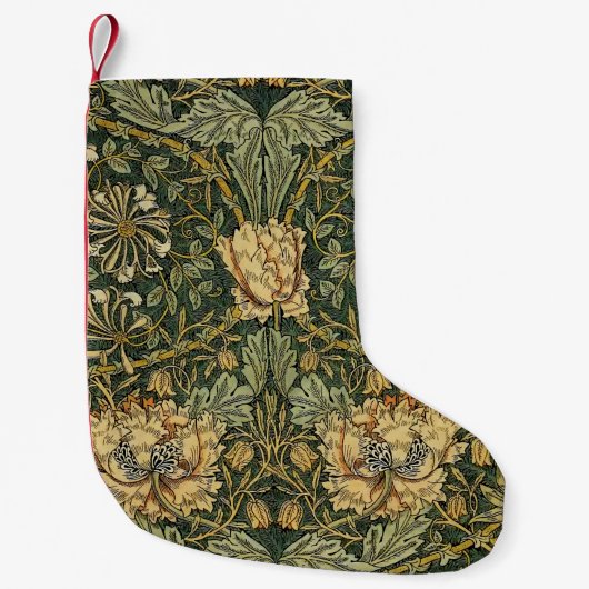 William Morris Honeysuckle Green Floral Kleine Kerstsok (Voorkant)
