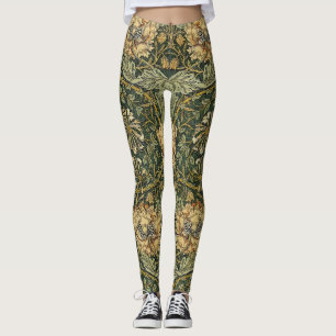 William Morris Honeysuckle Green Floral Leggings