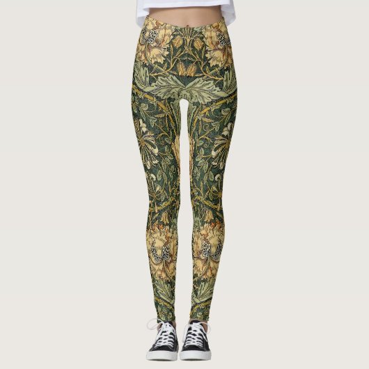 William Morris Honeysuckle Green Floral Leggings (Voorkant)