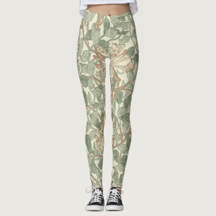 William Morris Honeysuckle Green Floral Leggings