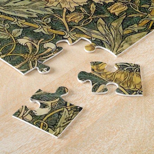 William Morris Honeysuckle Green Floral Legpuzzel (Zijkant)