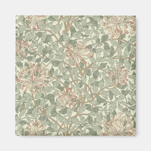 William Morris Honeysuckle Green Floral Magneet (Voorkant)