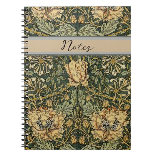 William Morris Honeysuckle Green Floral Notitieboek (Voorkant)
