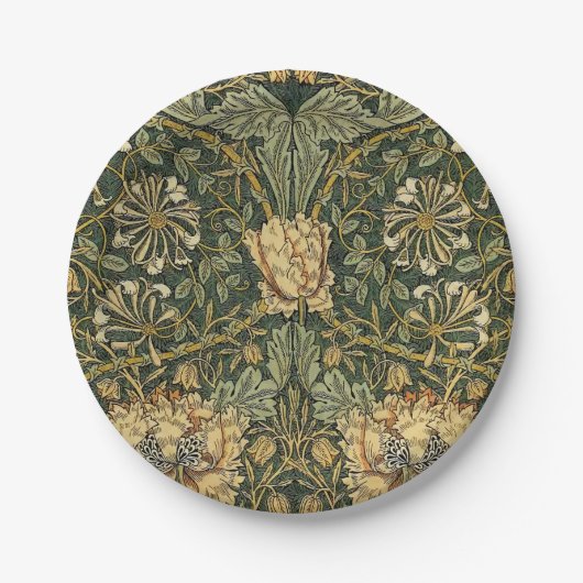 William Morris Honeysuckle Green Floral Papieren Bordje (Voorkant)