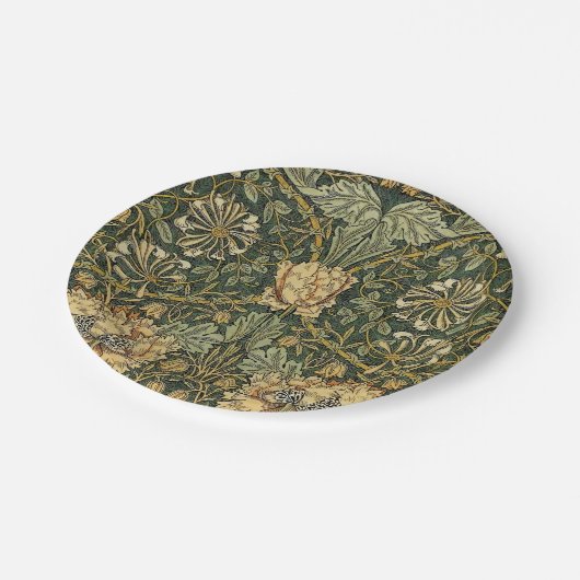 William Morris Honeysuckle Green Floral Papieren Bordje (Gekanteld)