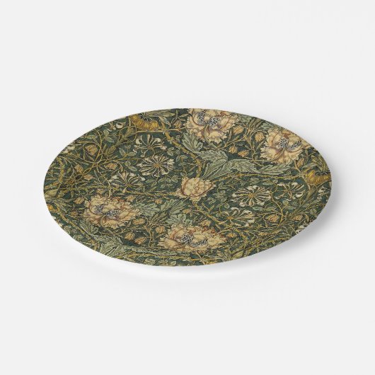 William Morris Honeysuckle Green Floral Papieren Bordje (Gekanteld)