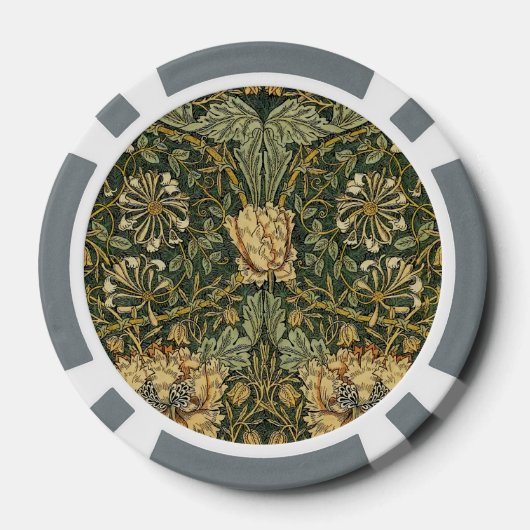 William Morris Honeysuckle Green Floral Poker Chips (Achterkant)