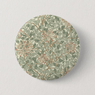 William Morris Honeysuckle Green Floral Ronde Button 5,7 Cm