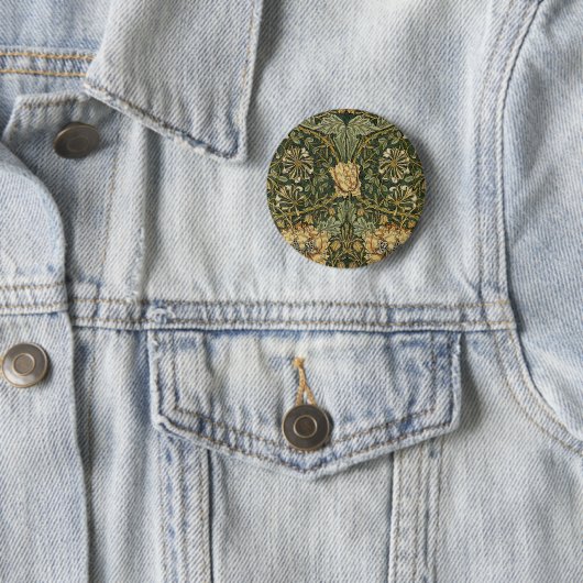William Morris Honeysuckle Green Floral Ronde Button 5,7 Cm (In situ)