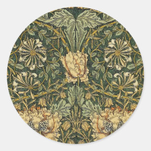 William Morris Honeysuckle Green Floral Ronde Sticker