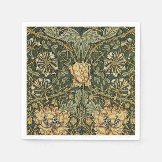William Morris Honeysuckle Green Floral Servet (Voorkant)