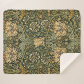 William Morris Honeysuckle Green Floral Sherpa Deken (Voorkant (horizontaal))
