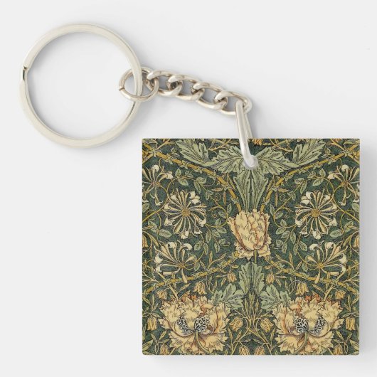 William Morris Honeysuckle Green Floral Sleutelhanger (voorkant)