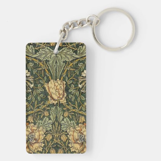 William Morris Honeysuckle Green Floral Sleutelhanger (achterkant)
