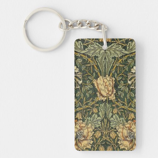 William Morris Honeysuckle Green Floral Sleutelhanger (Voorkant)