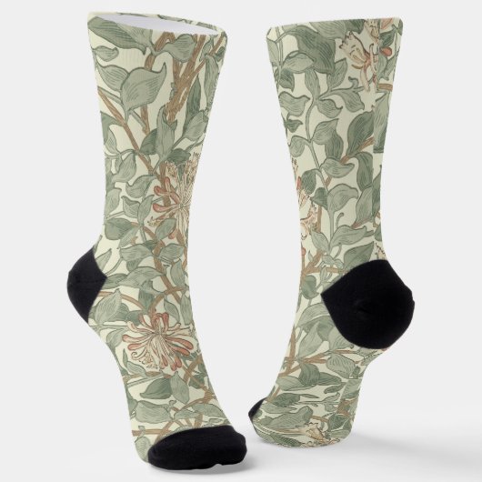 William Morris Honeysuckle Green Floral Sokken (Gebogen)