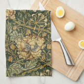 William Morris Honeysuckle Green Floral Theedoek (Quarter Fold)