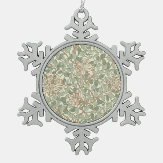 William Morris Honeysuckle Green Floral Tin Sneeuwvlok Ornament (Voorkant)