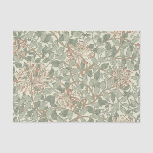 William Morris Honeysuckle Green Floral Tissuepapier (Voorkant)