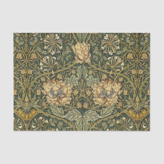 William Morris Honeysuckle Green Floral Tissuepapier (Voorkant)