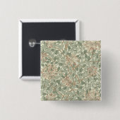 William Morris Honeysuckle Green Floral Vierkante Button 5,1 Cm (Voorkant /achterkant)