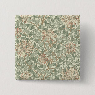 William Morris Honeysuckle Green Floral Vierkante Button 5,1 Cm